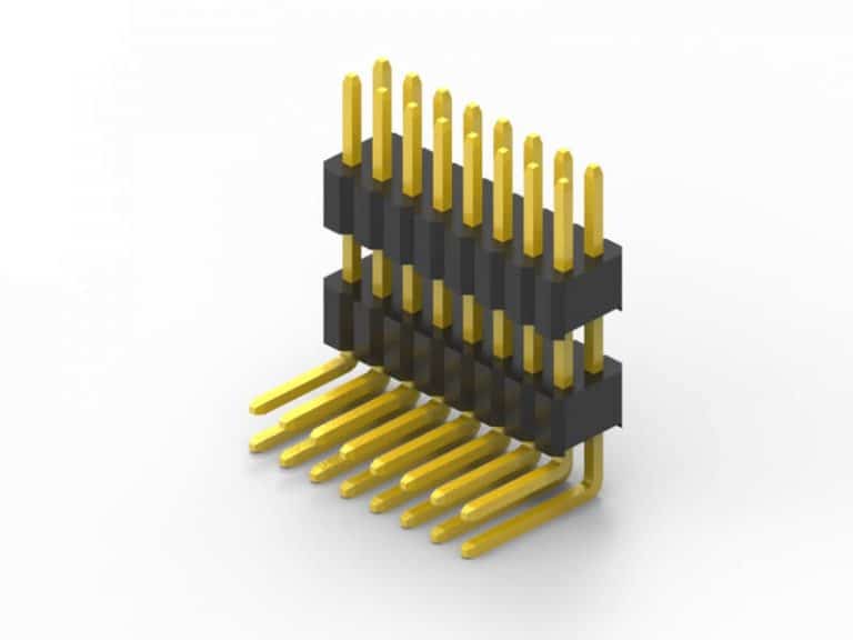 1.27mm dual row right angle pin header 3d model