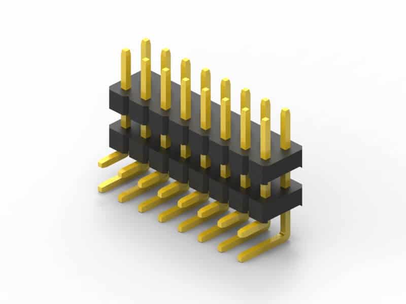 2.54mm dual row Right-Angle pin header 3d model