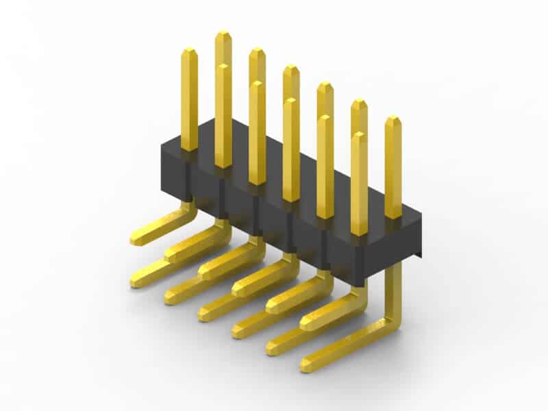 2.54mm dual row Right Angle pin header 3d model