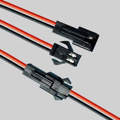 Factory Direct SM-2P 2.54mm pitch male and female red and black wire-to-wire connector cables for bulk electronics sourcing